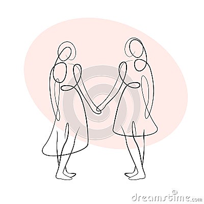 Same sex couple. Lesbians. Two girls Vector Illustration